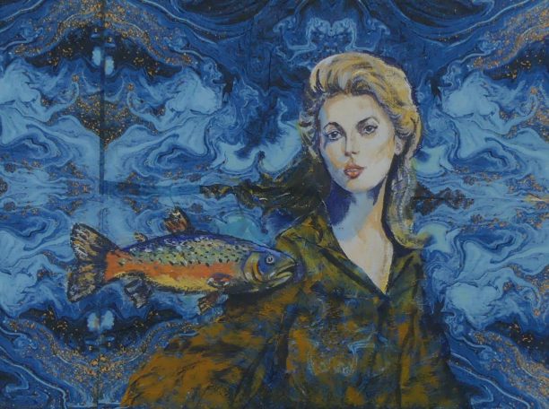 "Frau und Fisch",30x40